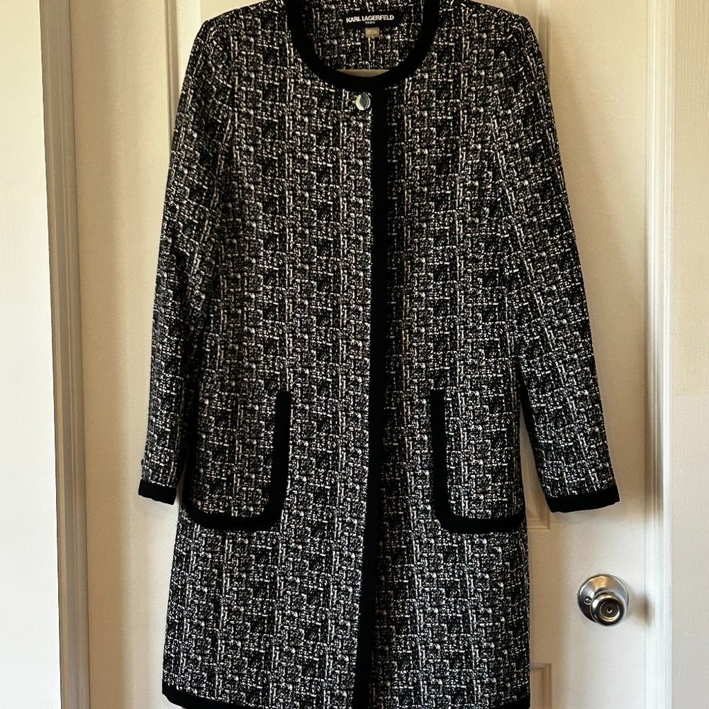 Karl Lagerfeld Black and White Tweed Jacket